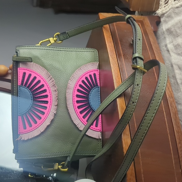 Fossil Handbags - Fossil Leather Fossil Campbell Crossbody Bay Leaf Purse, Olive Green Boho